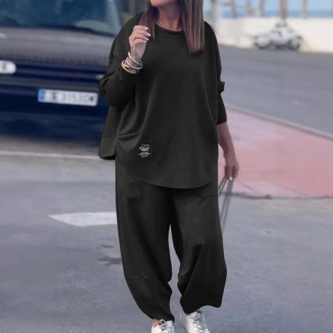 Damen Wohlfühl-Set Oversized Oberteil Bequeme Hose Norvielle