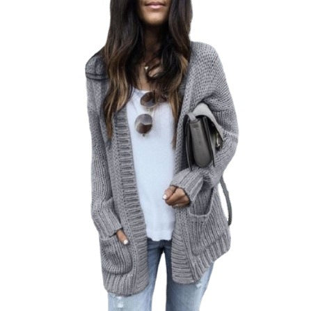 Damen Grobstrick Cardigan Tiefen Taschen Norvielle