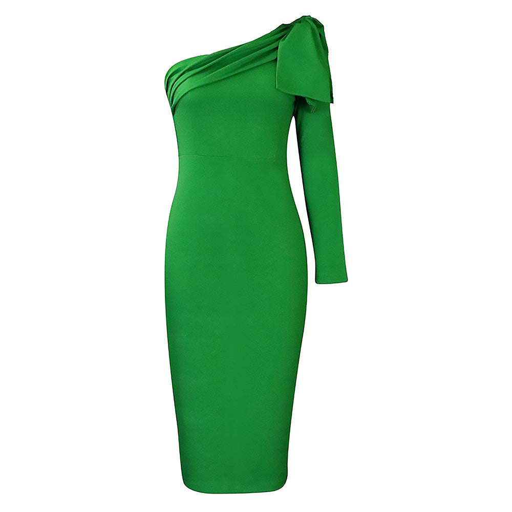 Damen Wickelkleid Asymmetrischer Ausschnitt Schleife Norvielle