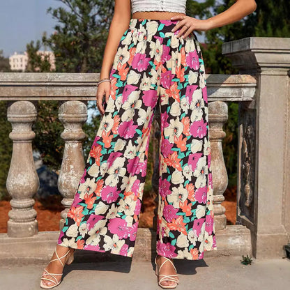 Damen Palazzo-Hose Bunt Blumenmuster Elastisch Norvielle - Norvielle