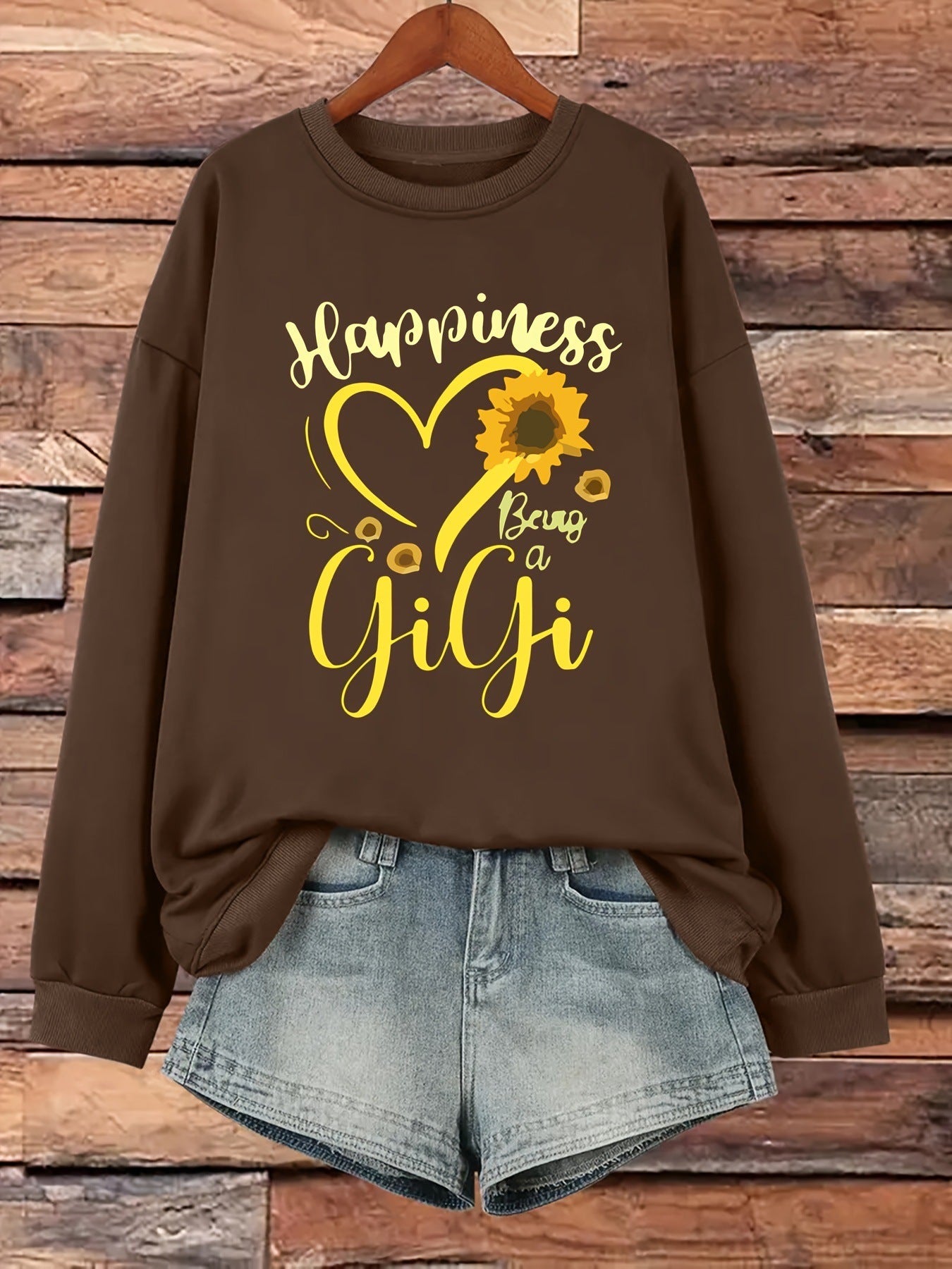 Damen Sweatshirt Voluminöse Ärmel Fröhliches Motiv Norvielle