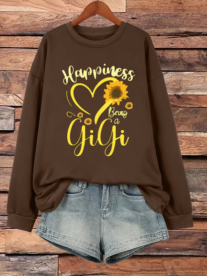 Damen Sweatshirt Voluminöse Ärmel Fröhliches Motiv Norvielle