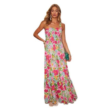 Damen Maxikleid Schulterfrei Floralmuster Norvielle