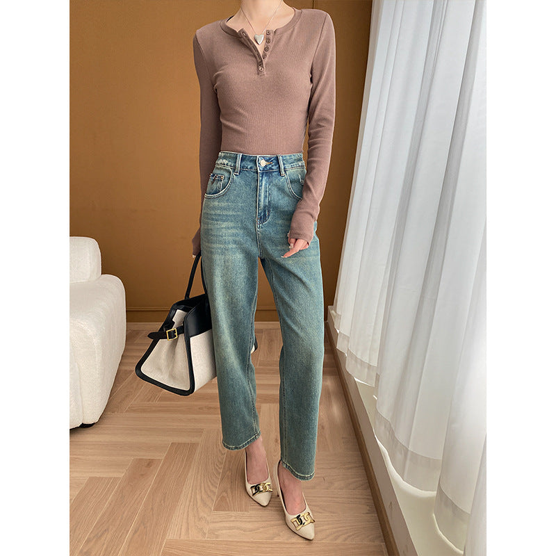 Damen High-Waist Jeans Nachhaltige Baumwolle Lässiger Schnitt
