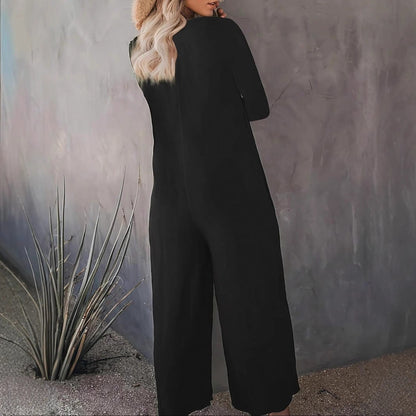 Damen Jumpsuit Weit geschnitten mit Taschen Moderner Schnitt Norvielle