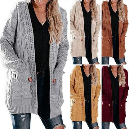 Damen Cardigan Grobstrick Strukturiert Braun - Norvielle
