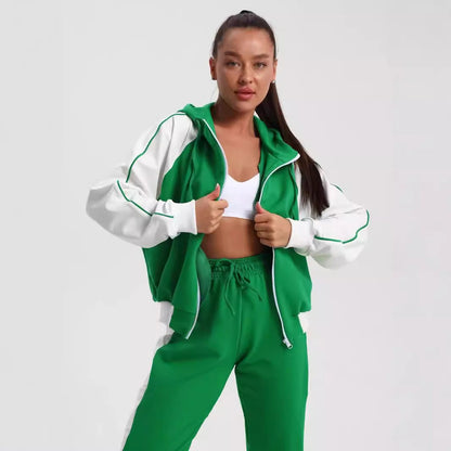 Damen Sportanzug Kapuzenpullover Nagelstreifen Bequem Norvielle
