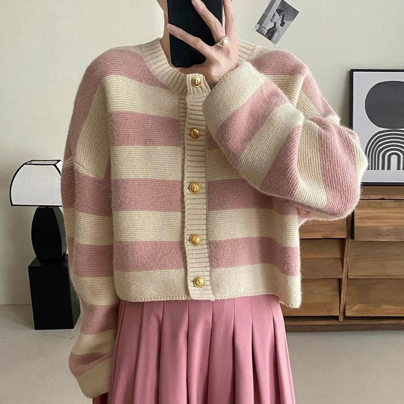 Damen Oversize Strickpullover mit Knöpfen Norvielle