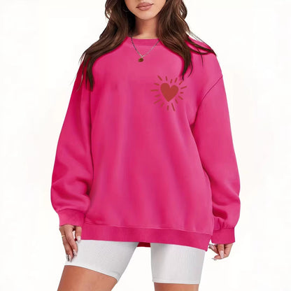 Damen Sweatshirt Übergroß Herzmotiv Norvielle - Norvielle