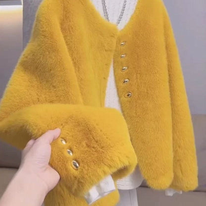 Damen Weiche Jacke Goldene Knöpfe Norvielle