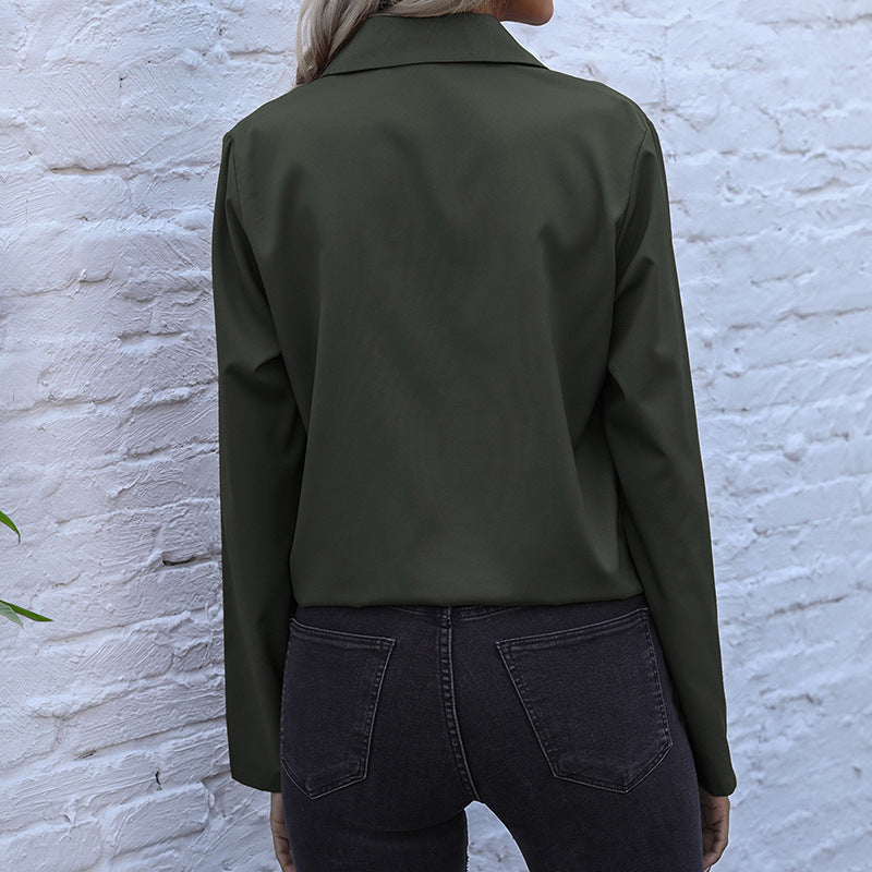 Damen Bluse Verkürzte Vorderseite Knopfdesign Weiß