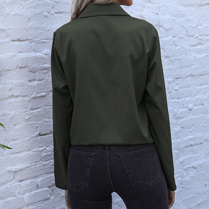 Damen Bluse Verkürzte Vorderseite Knopfdesign Weiß