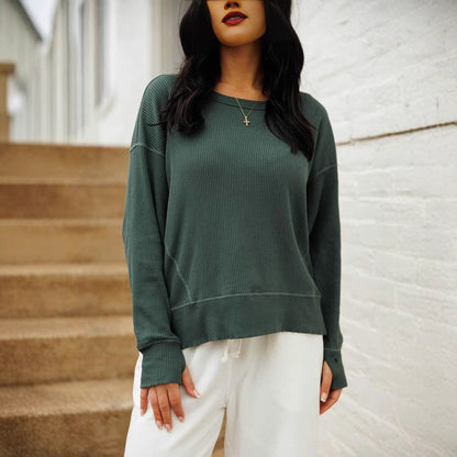 Damen Rippstrick Pullover Lässig Norvielle - Norvielle