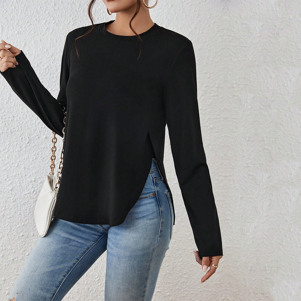 Damen Langarmshirt Bequem Cut-Out-Details Norvielle - Norvielle