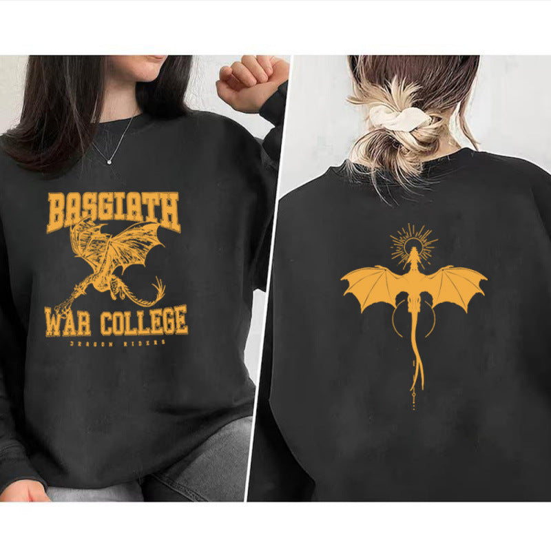 Damen Sweatshirt Drachenmotiv College-Design Norvielle