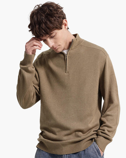 Herren Merinowollpullover Stehkragen Halbzipper