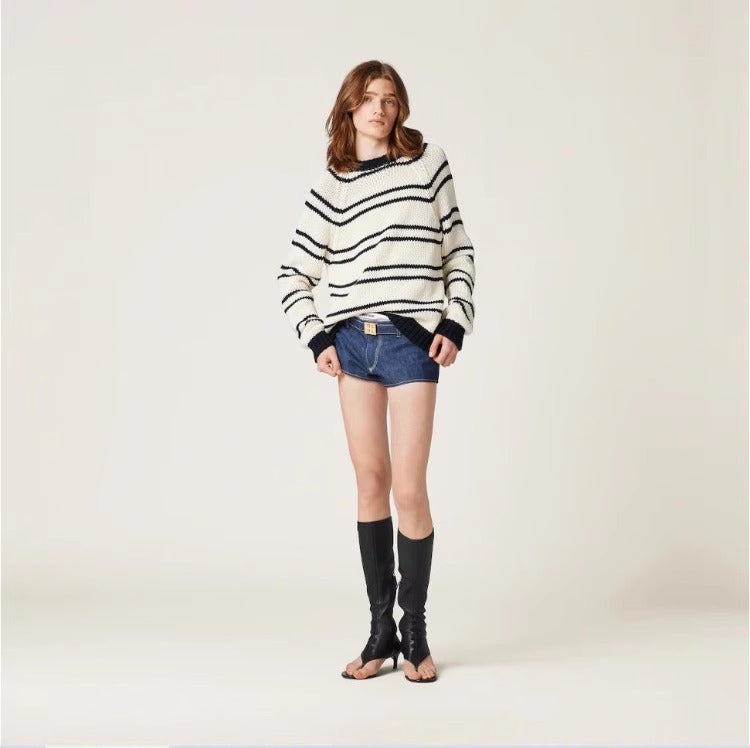 Damen Streifenpullover Grobstrick Norvielle