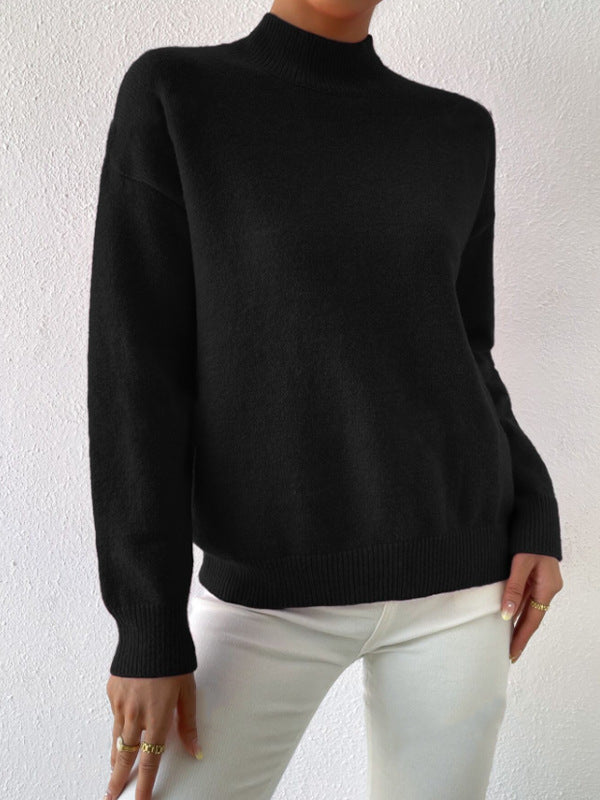 Damen Pullover Weiches Material Hochkragen Beige