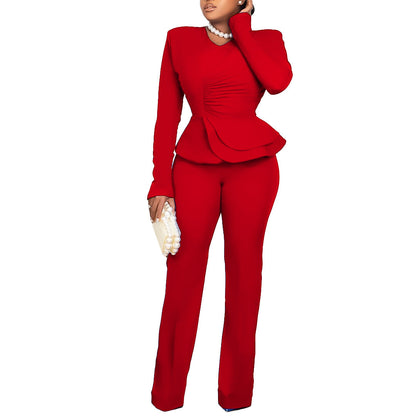 Damen Jumpsuit Peplum Langärmlig Elegant Norvielle