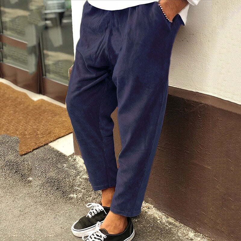Herren Cordhose Loose Fit Lässig Knöchellang