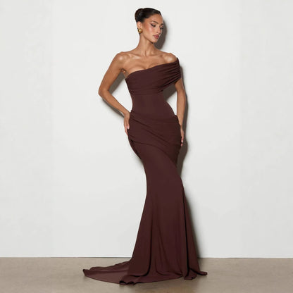 Damen Abendkleid Schulterfrei Fließender Schnitt Norvielle