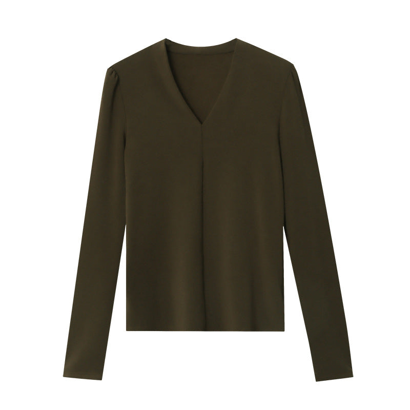 Damen Oberteil V-Ausschnitt Minimalistisch Puffärmel Norvielle