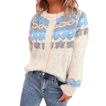 Damen Strickjacke Norweger-Muster Kuschelig Norvielle