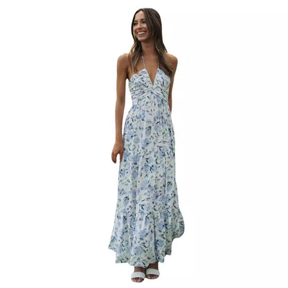 Damen Maxikleid Blumendruck Verstellbare Träger Norvielle