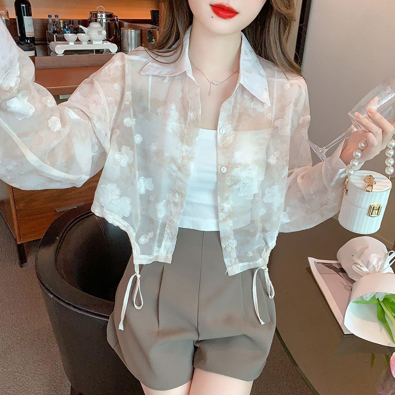 Damen Bluse Transparent Floral Design