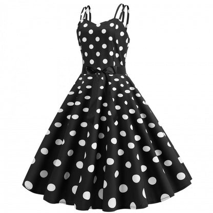 Damen Swingkleid Klassisch Punkte Breiter Rock
