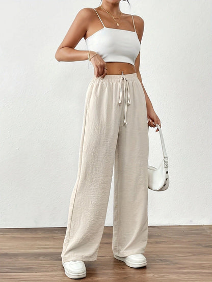 Damen Chiffon-Hose Weite Elastischer Bund