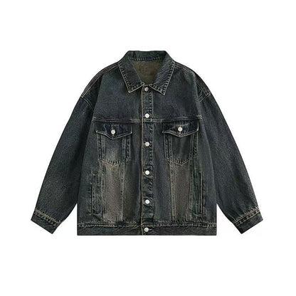 Damen Jeansjacke Vintage-Waschung Praktische Taschen
