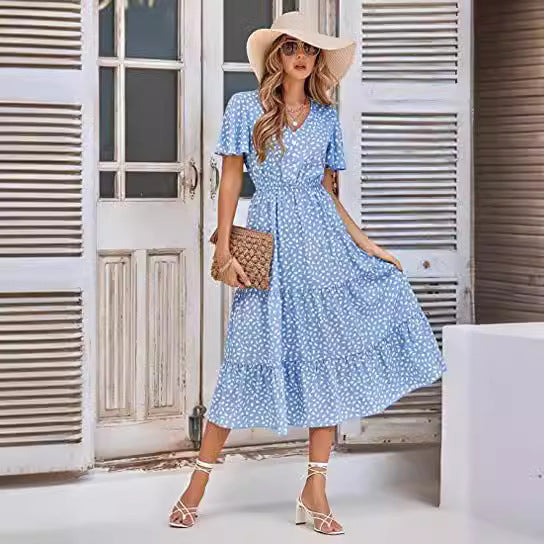 Damen Maxikleid A-Linie Rüschendetails Schwarz - Norvielle