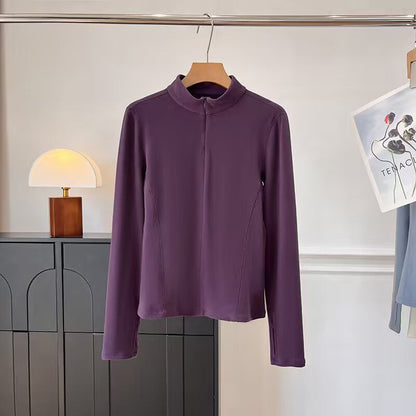 Damen Langarmshirt Sportlich Baumwolle Weiß Norvielle
