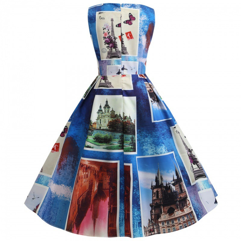 Damen A-Linien Kleid mit kunstvollem Motiv Norvielle