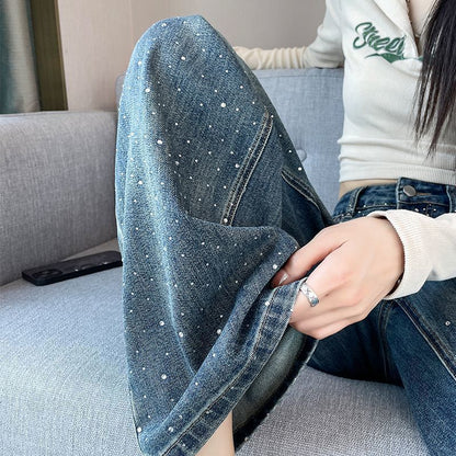 Damen Jeans mit Perlendetails Glanzoptik Norvielle