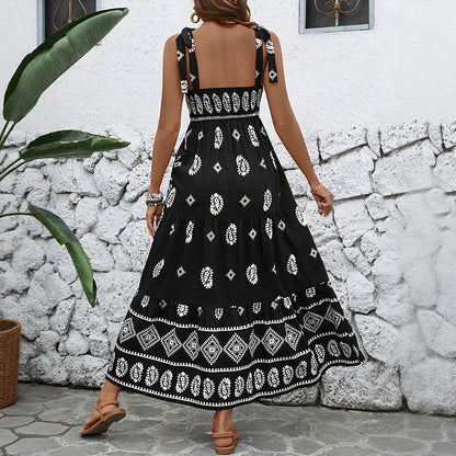 Damen Maxikleid Rüschendetails Vintage-Muster Norvielle
