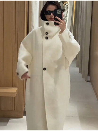 Damen Oversized-Mantel mit hohem Kragen Norvielle
