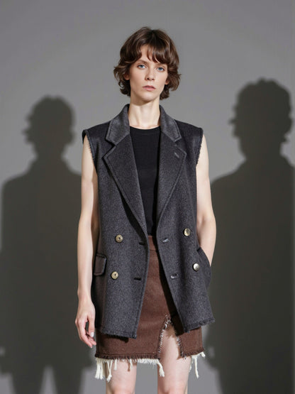 Damen Weste Doppelter Knopfverschluss Elegantes Design