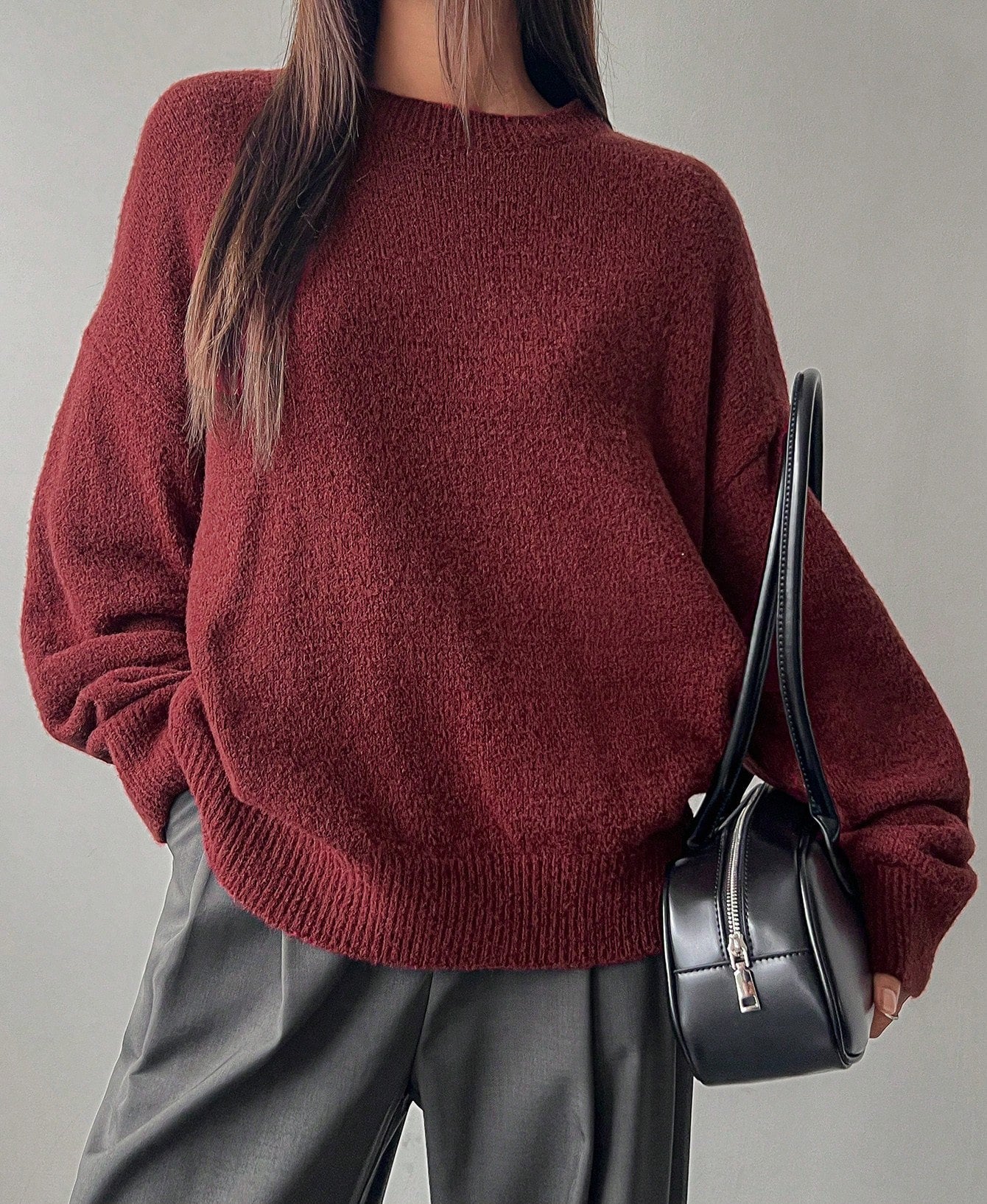 Damen Grobstrickpullover Lässiger Schnitt Voluminöse Ärmel Norvielle