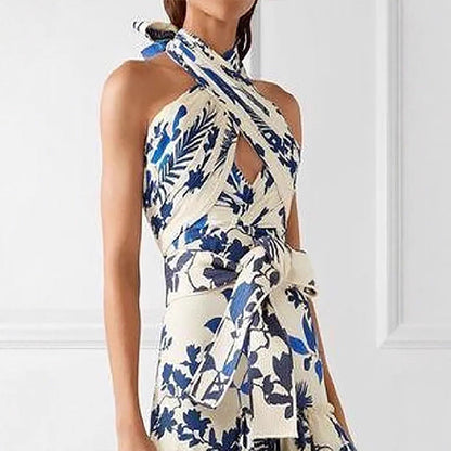 Damen Maxikleid Rüschen Blumenmuster Norvielle