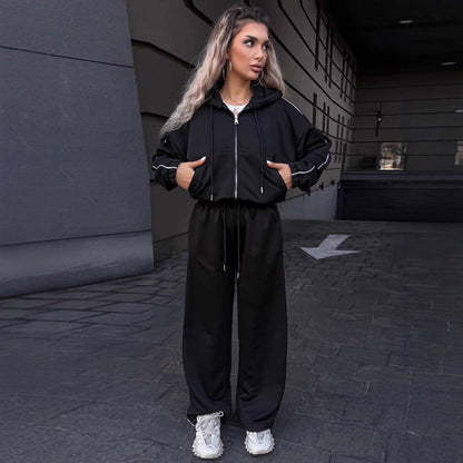 Damen Sportset Elastischer Bund Hochkragen Norvielle