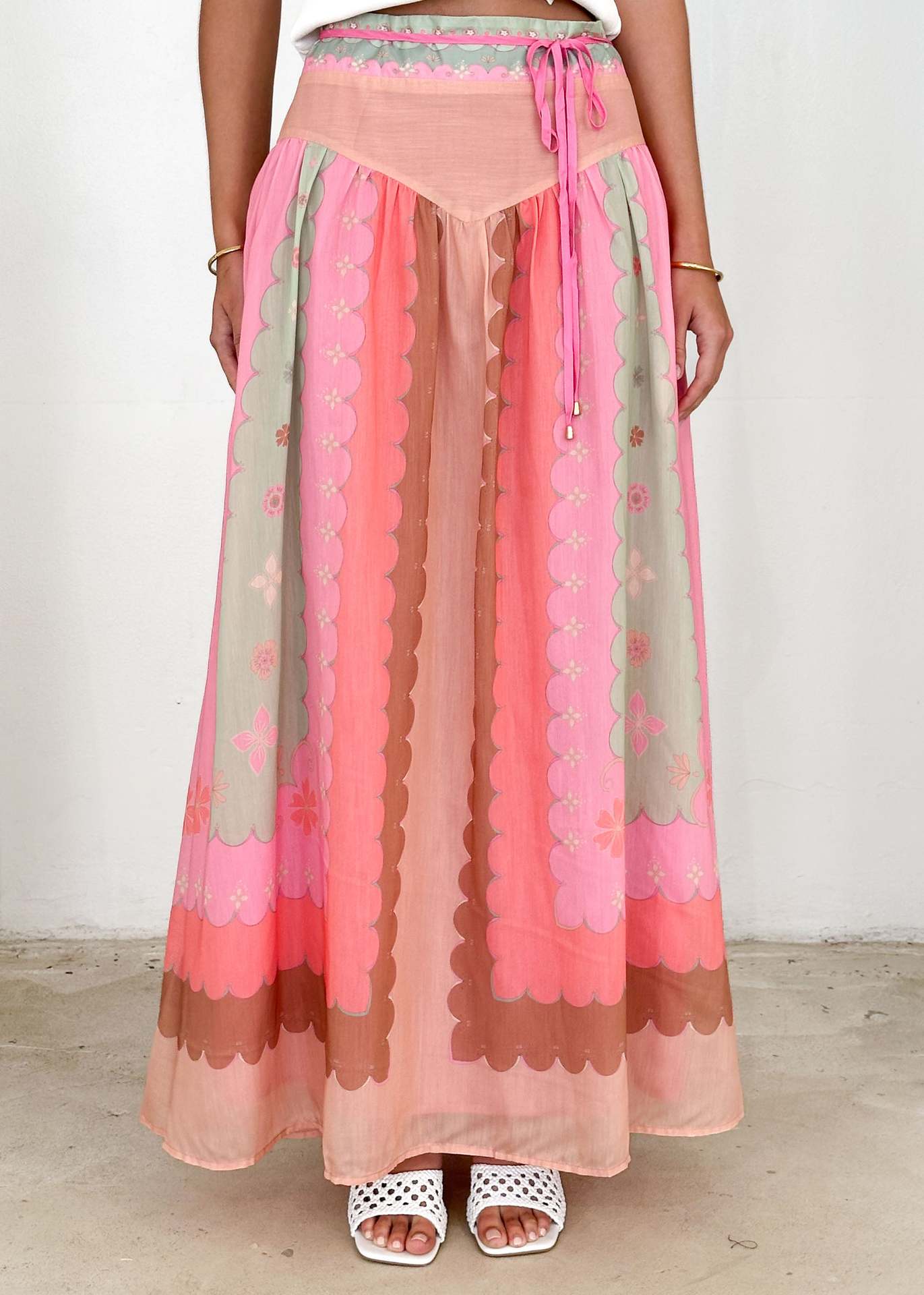 Damen Boho-Rock Floralmuster Taillenrock Lang