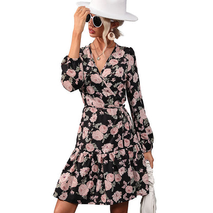 Damen Wickelkleid Floralmuster Rüsche Norvielle
