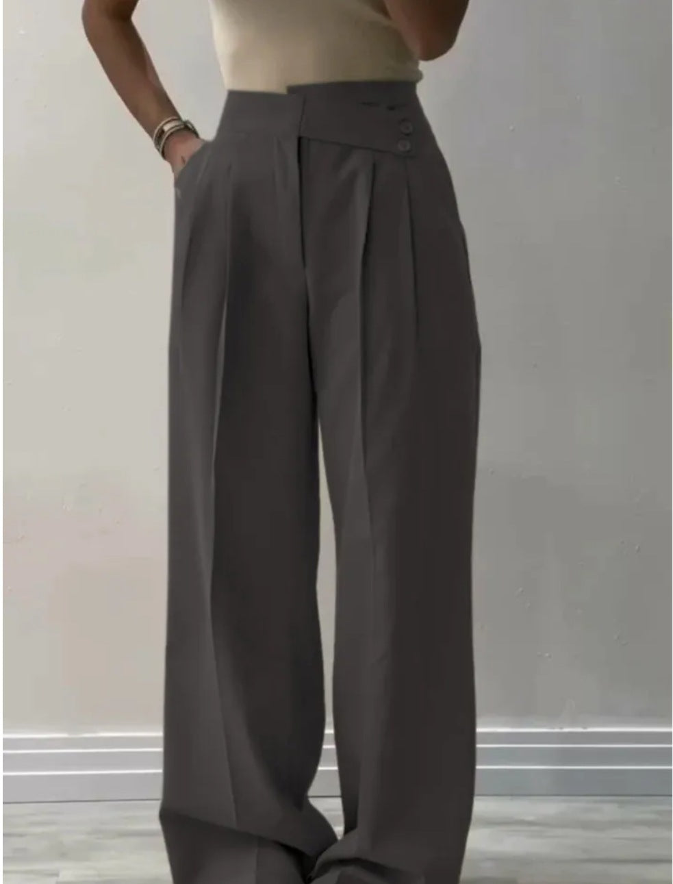 Damen Bügelfaltenhose Weite Bein Norvielle