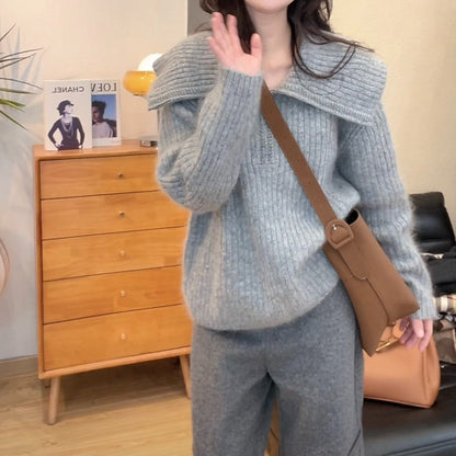 Damen Strickpullover Weit Ausschnitt Lässig - Norvielle