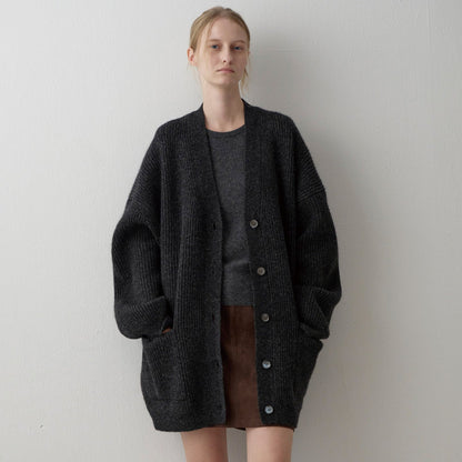 Damen Grobstrickcardigan Übergroße Ärmel Norvielle
