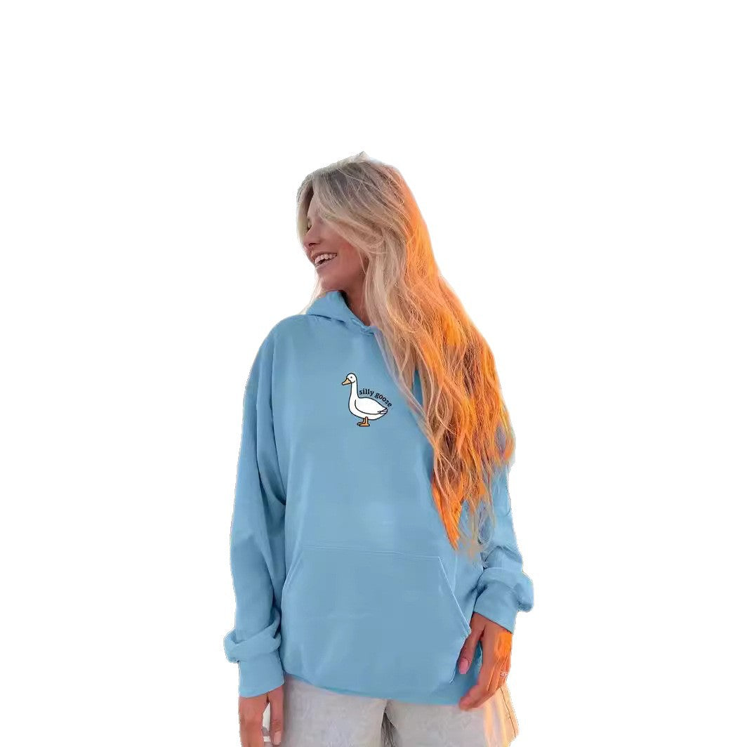 Damen Kapuzenpullover Gänsemotiv Weiches Fleece Innen Norvielle