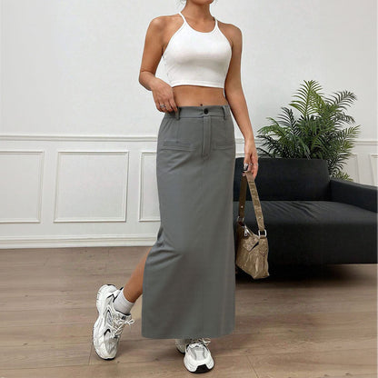 Damen langer Rock mit seitlichem Schlitz Norvielle