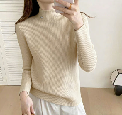 Damen Rippenpullover Stehkragen Norvielle
